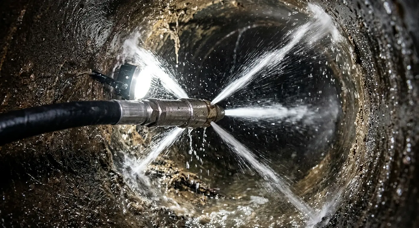 High-pressure hydro jetting nozzle cleaning sewer pipe for Trenchless Sewer Repair in Keizer